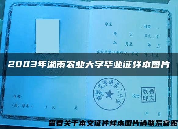 2003年湖南农业大学毕业证样本图片