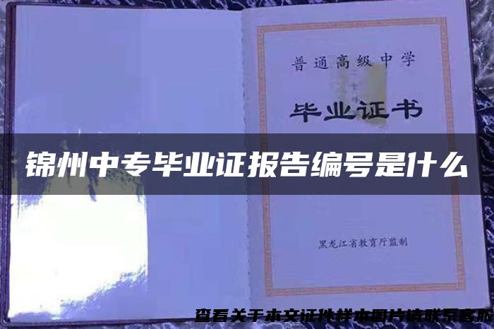 锦州中专毕业证报告编号是什么