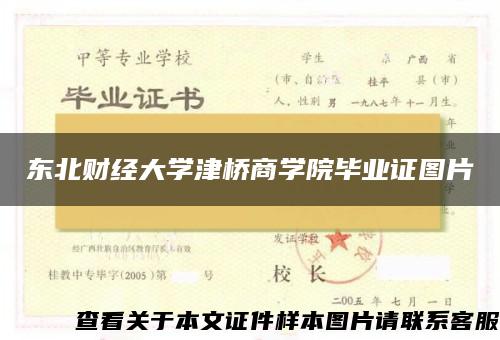 东北财经大学津桥商学院毕业证图片