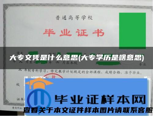 大专文凭是什么意思(大专学历是啥意思)