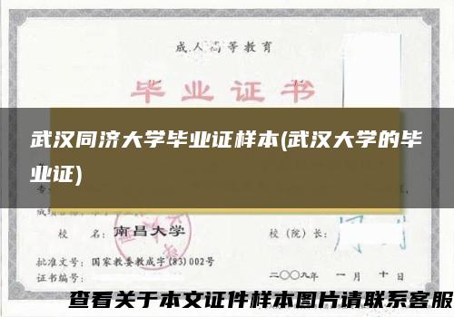 武汉同济大学毕业证样本(武汉大学的毕业证)