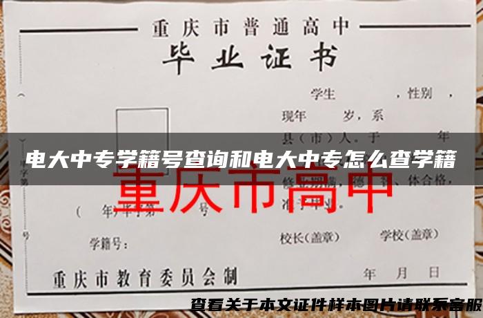 电大中专学籍号查询和电大中专怎么查学籍