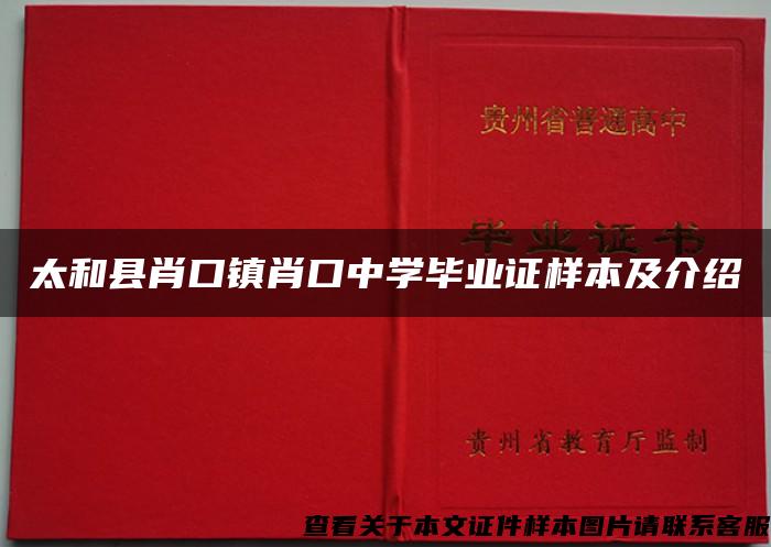 太和县肖口镇肖口中学毕业证样本及介绍