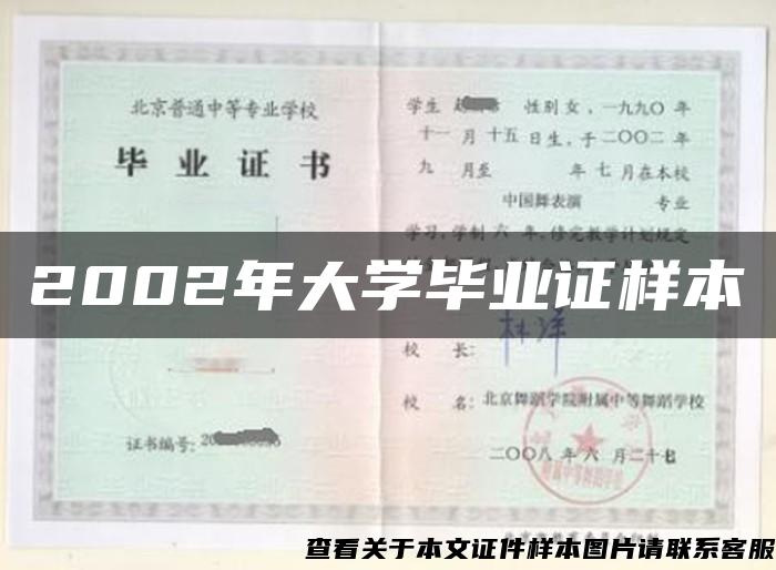 2002年大学毕业证样本