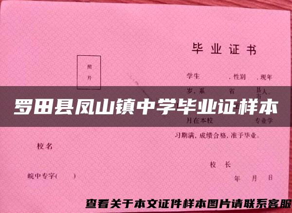 罗田县凤山镇中学毕业证样本