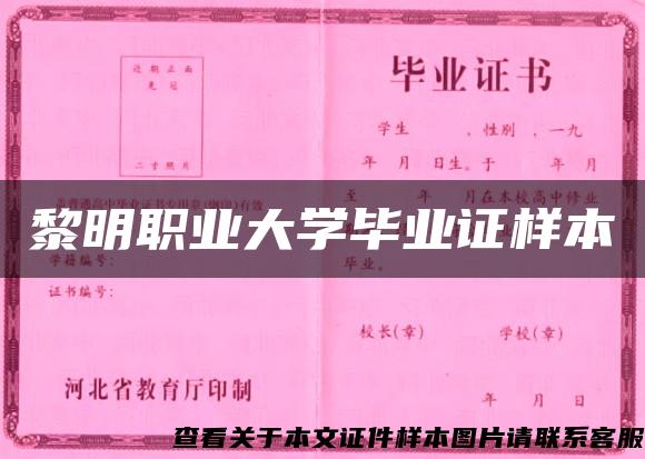 黎明职业大学毕业证样本