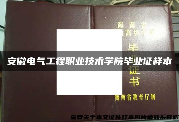 安徽电气工程职业技术学院毕业证样本