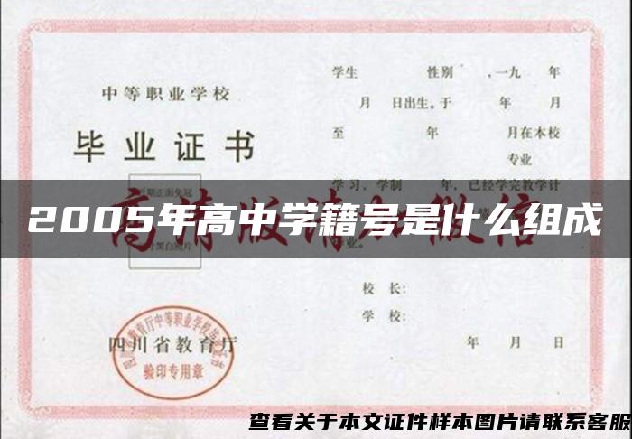 2005年高中学籍号是什么组成