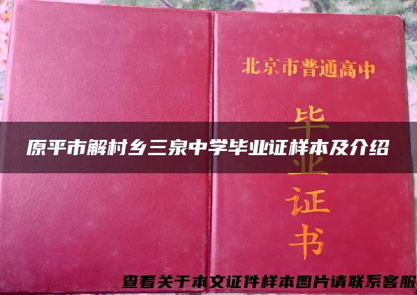 原平市解村乡三泉中学毕业证样本及介绍