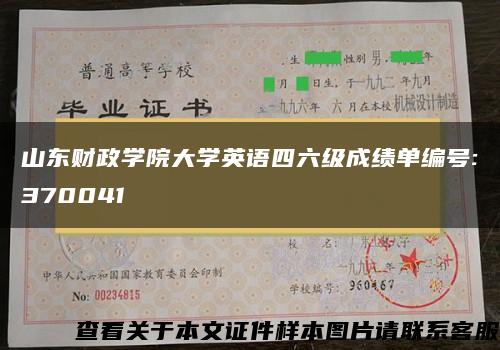 山东财政学院大学英语四六级成绩单编号:370041