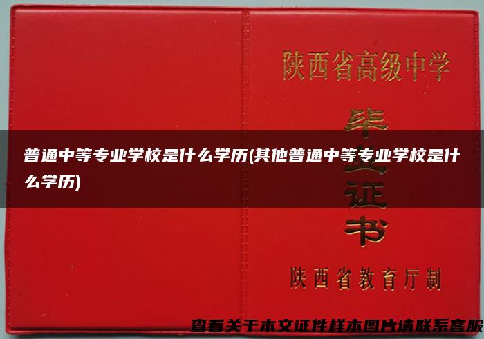 普通中等专业学校是什么学历(其他普通中等专业学校是什么学历)