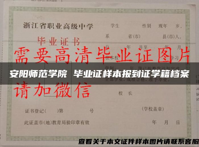 安阳师范学院 毕业证样本报到证学籍档案