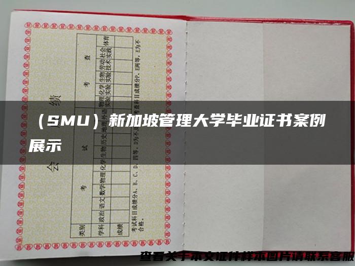 （SMU）新加坡管理大学毕业证书案例展示