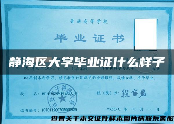 静海区大学毕业证什么样子