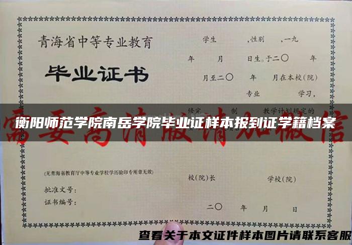 衡阳师范学院南岳学院毕业证样本报到证学籍档案