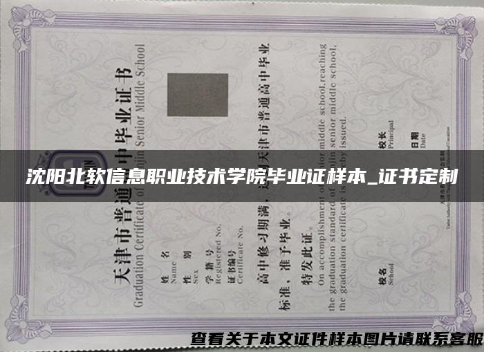 沈阳北软信息职业技术学院毕业证样本_证书定制