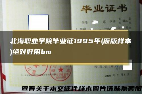 北海职业学院毕业证1995年(原版样本)绝对好用bm