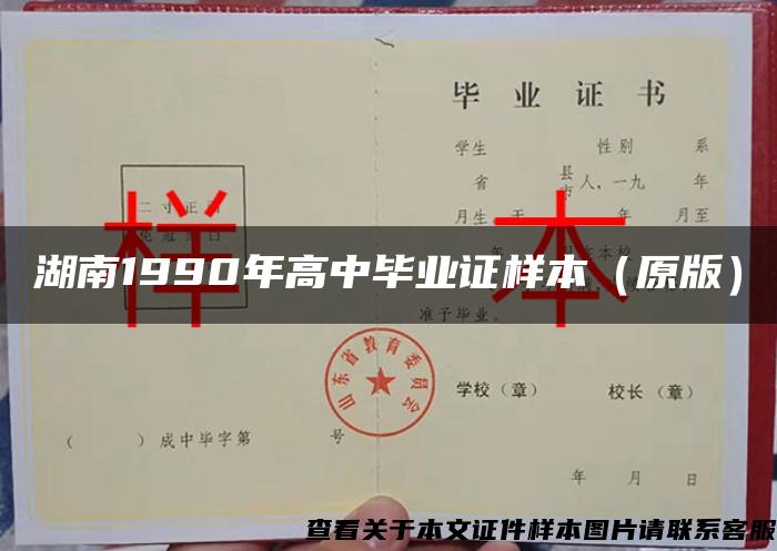 湖南1990年高中毕业证样本（原版）