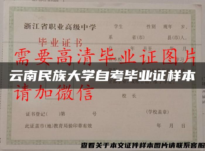 云南民族大学自考毕业证样本