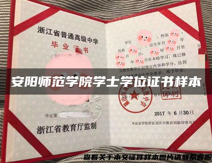 安阳师范学院学士学位证书样本