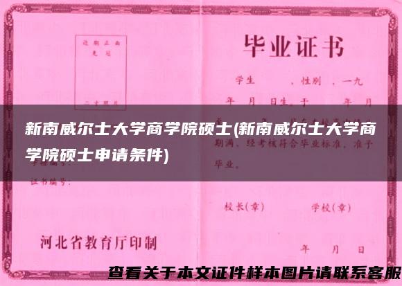 新南威尔士大学商学院硕士(新南威尔士大学商学院硕士申请条件)