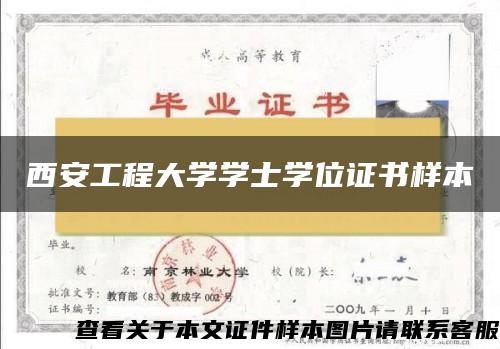 西安工程大学学士学位证书样本