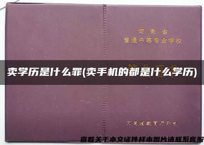 卖学历是什么罪(卖手机的都是什么学历)