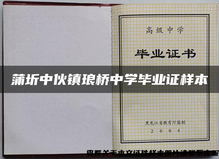 蒲圻中伙镇琅桥中学毕业证样本