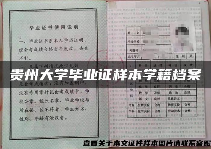 贵州大学毕业证样本学籍档案