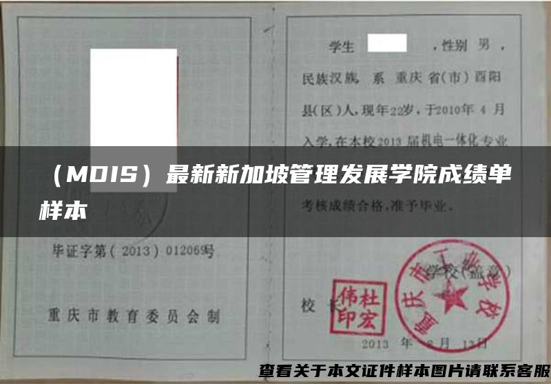 （MDIS）最新新加坡管理发展学院成绩单样本