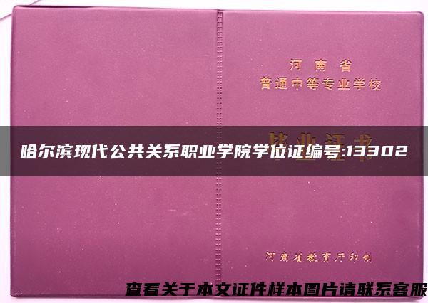 哈尔滨现代公共关系职业学院学位证编号:13302