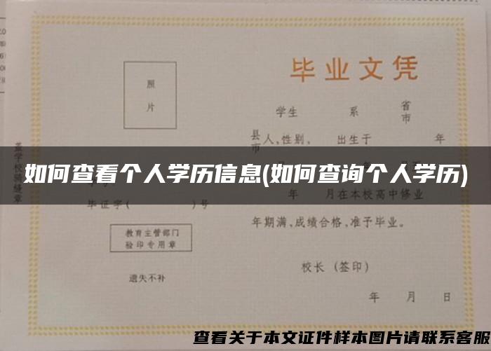 如何查看个人学历信息(如何查询个人学历)