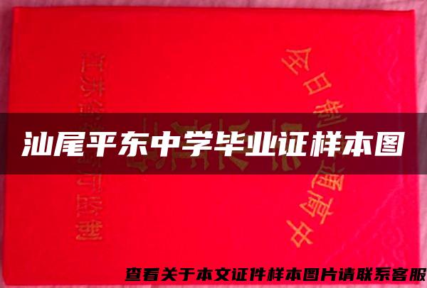 汕尾平东中学毕业证样本图