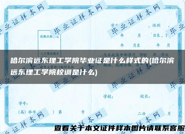 哈尔滨远东理工学院毕业证是什么样式的(哈尔滨远东理工学院校训是什么)