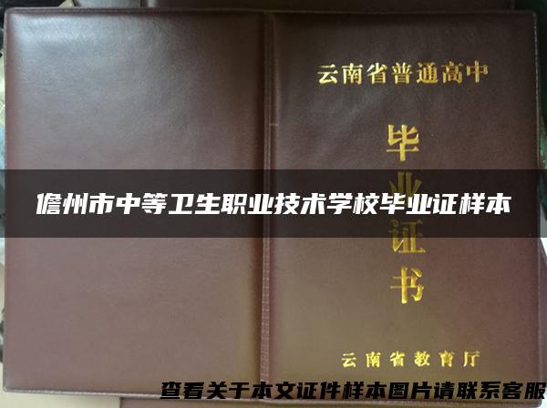 儋州市中等卫生职业技术学校毕业证样本