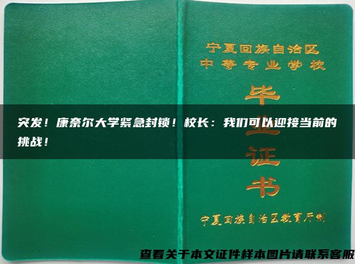 突发！康奈尔大学紧急封锁！校长：我们可以迎接当前的挑战！