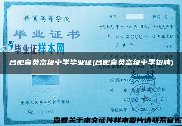 合肥育英高级中学毕业证(合肥育英高级中学招聘)