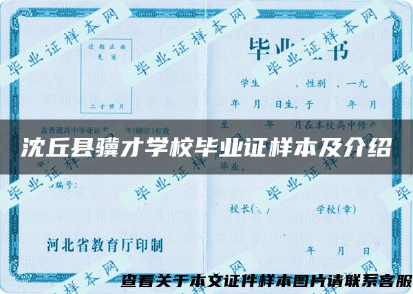 沈丘县骥才学校毕业证样本及介绍