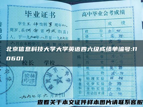 北京信息科技大学大学英语四六级成绩单编号:110601