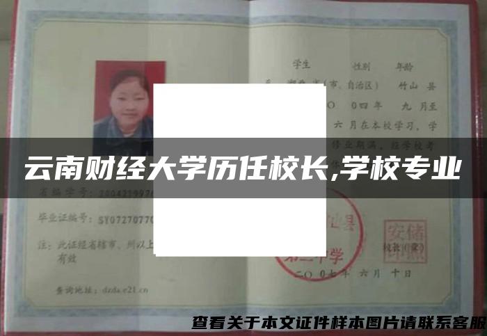 云南财经大学历任校长,学校专业