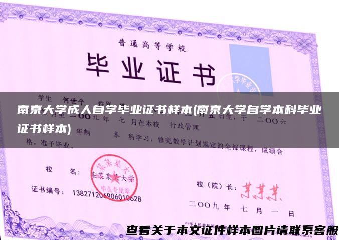 南京大学成人自学毕业证书样本(南京大学自学本科毕业证书样本)