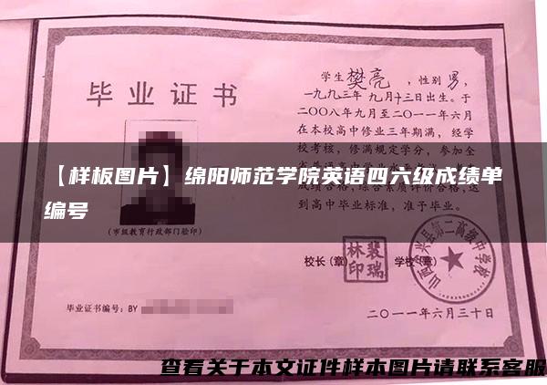 【样板图片】绵阳师范学院英语四六级成绩单编号