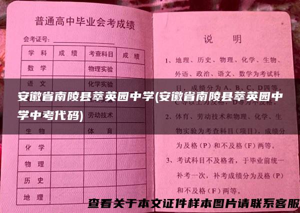 安徽省南陵县萃英园中学(安徽省南陵县萃英园中学中考代码)