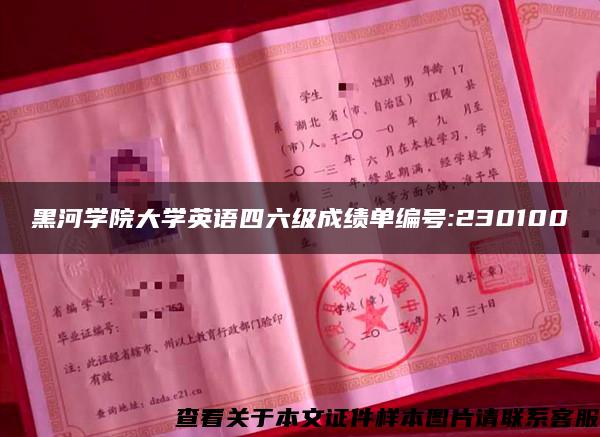 黑河学院大学英语四六级成绩单编号:230100