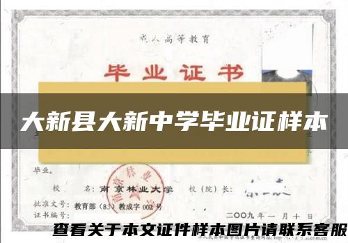 大新县大新中学毕业证样本