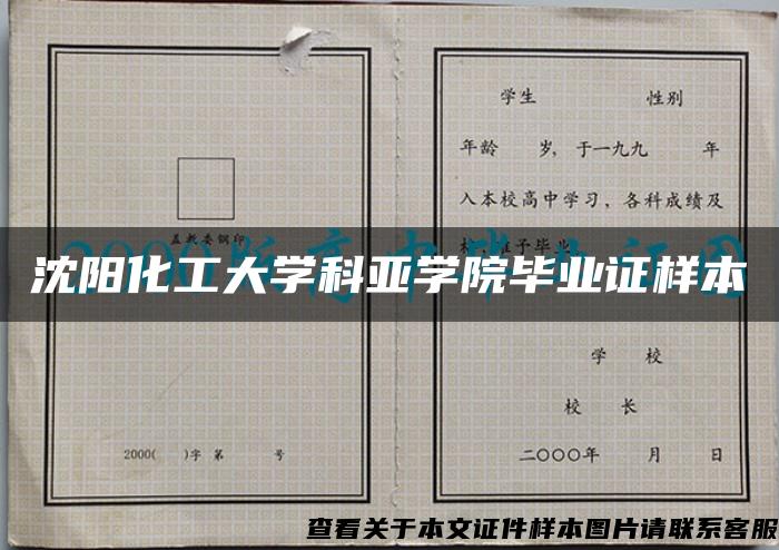 沈阳化工大学科亚学院毕业证样本