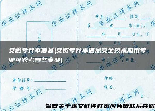 安徽专升本信息(安徽专升本信息安全技术应用专业可跨考哪些专业)