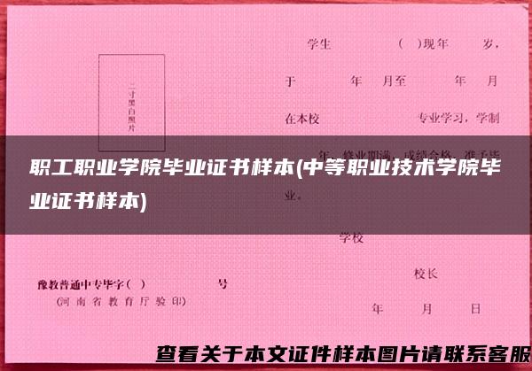 职工职业学院毕业证书样本(中等职业技术学院毕业证书样本)