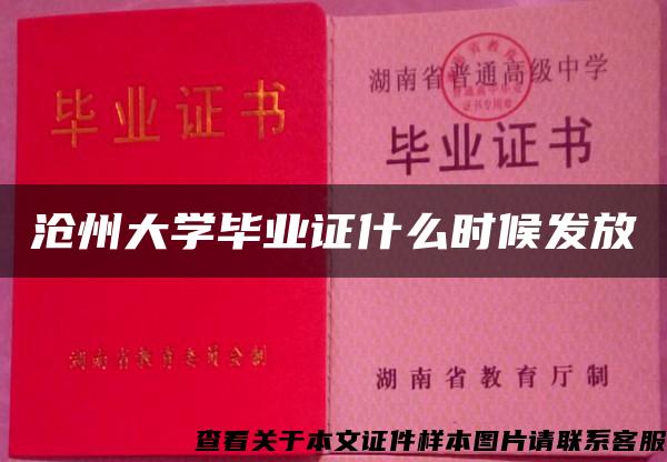 沧州大学毕业证什么时候发放