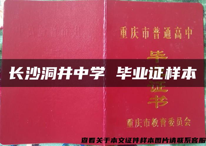 长沙洞井中学 毕业证样本